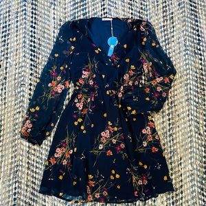 Cupshe size S Navy floral dress NWT